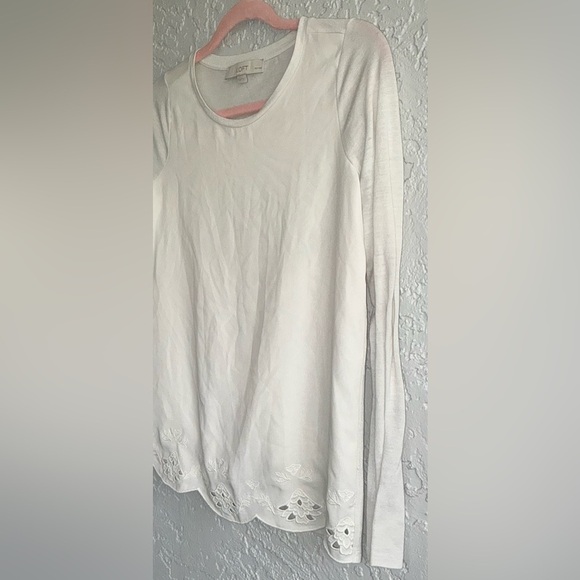 LOFT Women's White Blouse with Lace Accents - Picture 4 of 7
